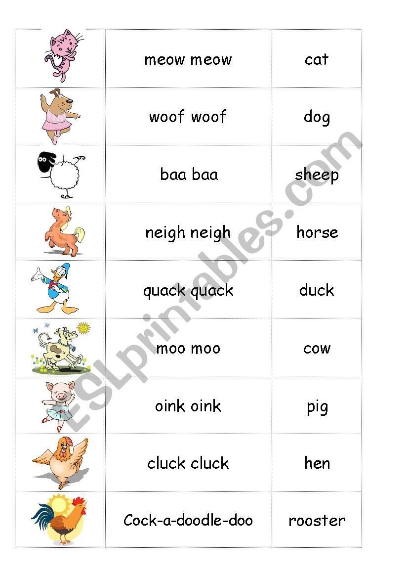 Animals and their sounds - ESL worksheet by lili61