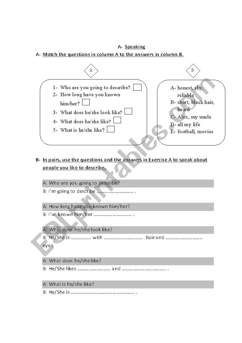 Speaking  worksheet