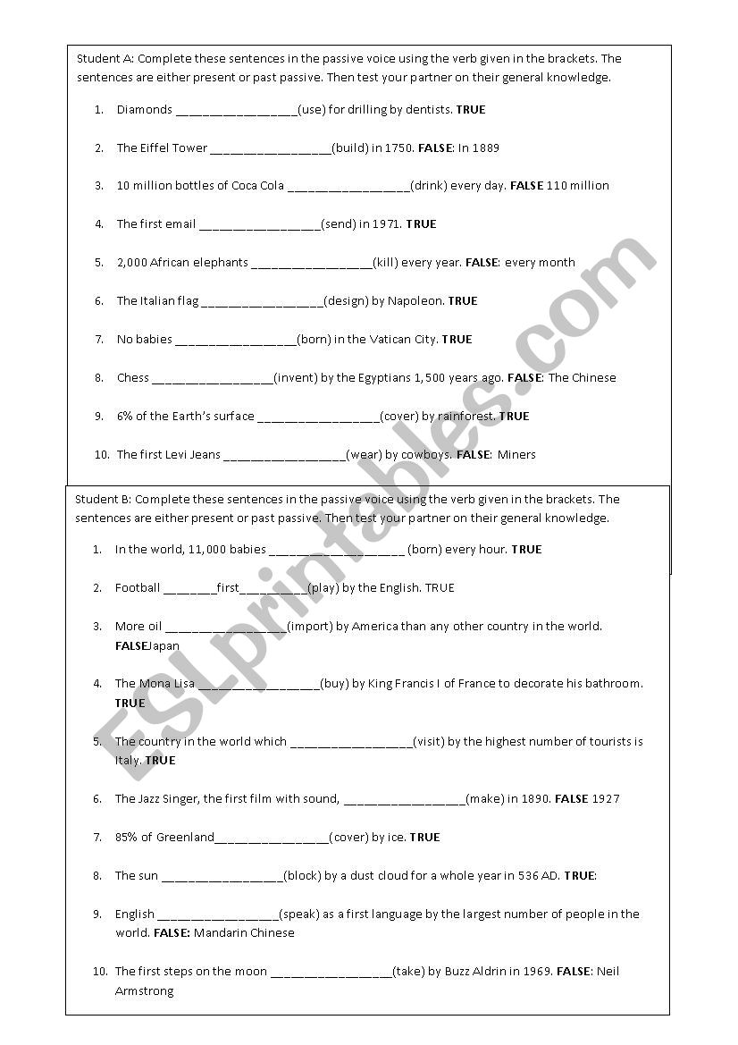 Passive Quiz worksheet