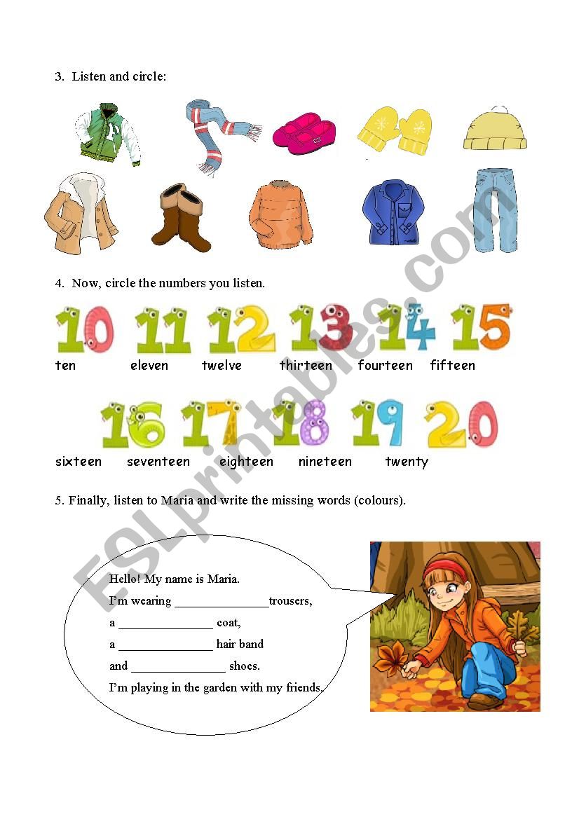 Listening activity worksheet