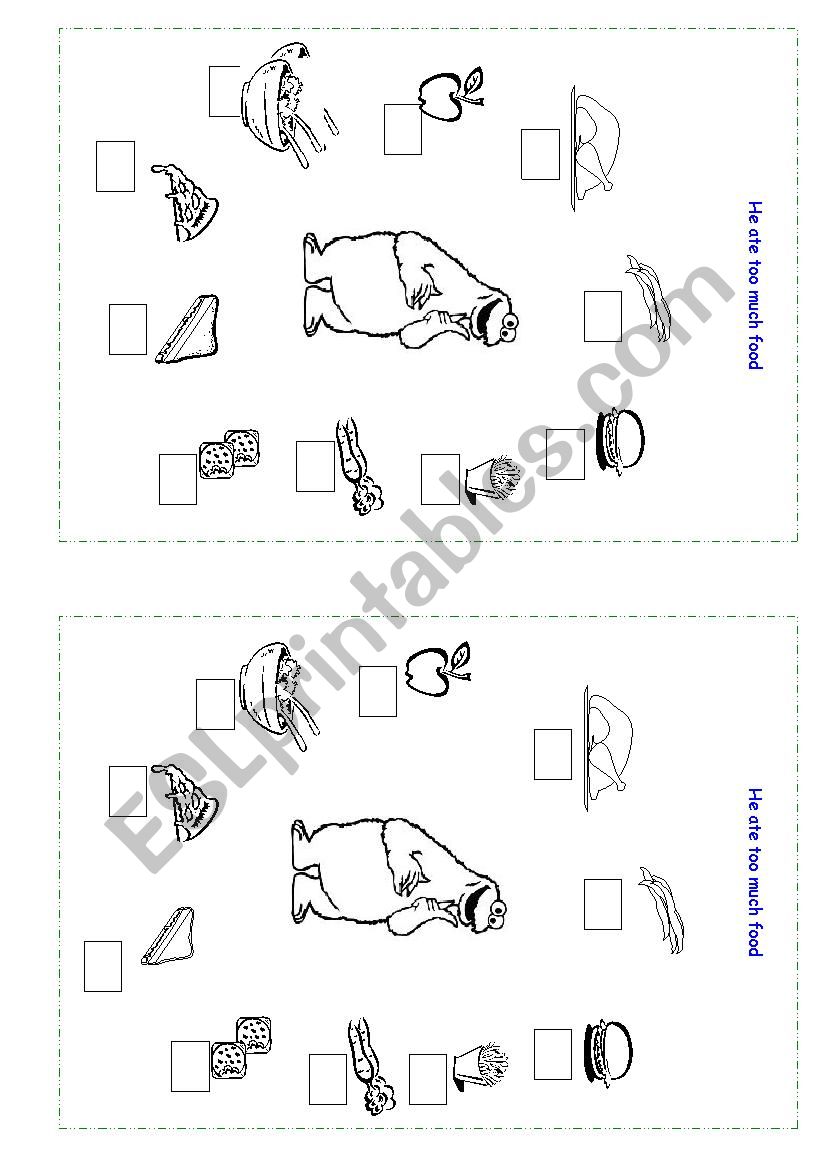 he ate too much food worksheet