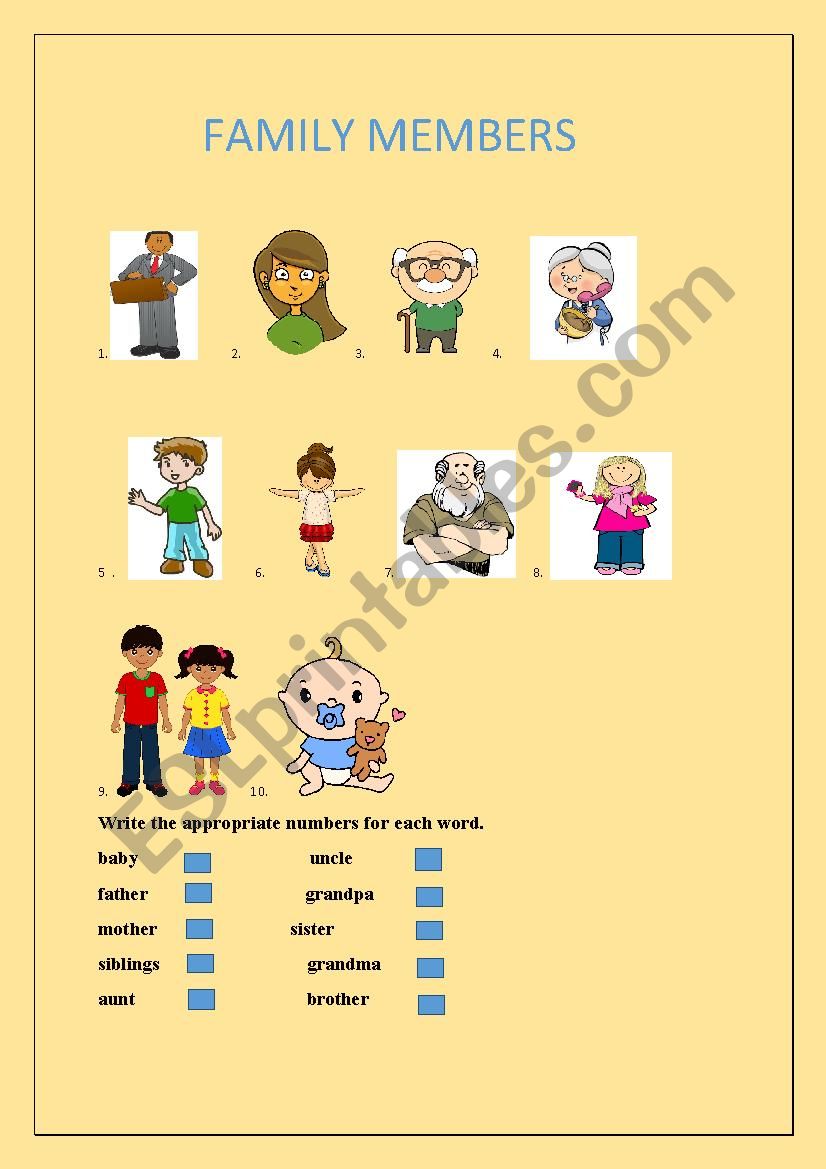 family members worksheet