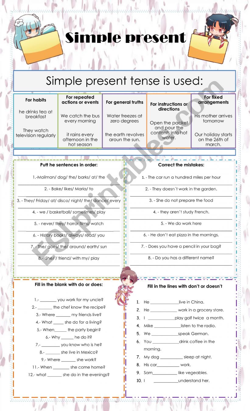 Simple present worksheet