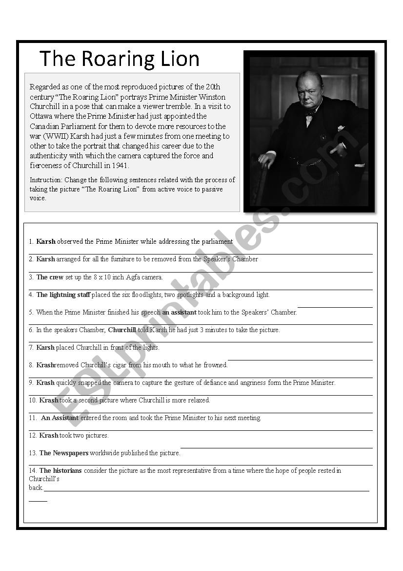 The Roaring Lion  worksheet