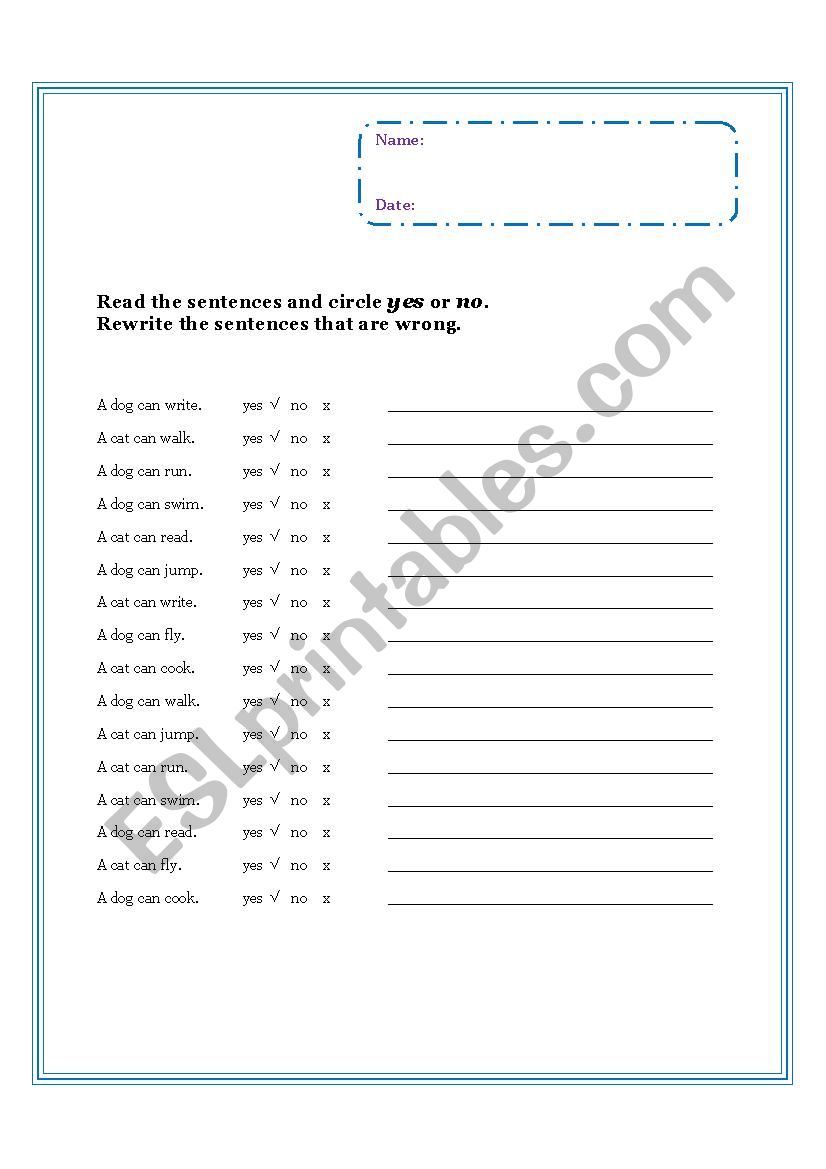 Can/Cant worksheet