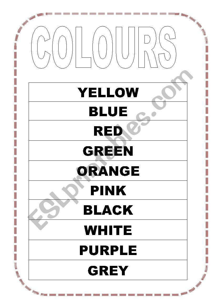 COLOURS worksheet
