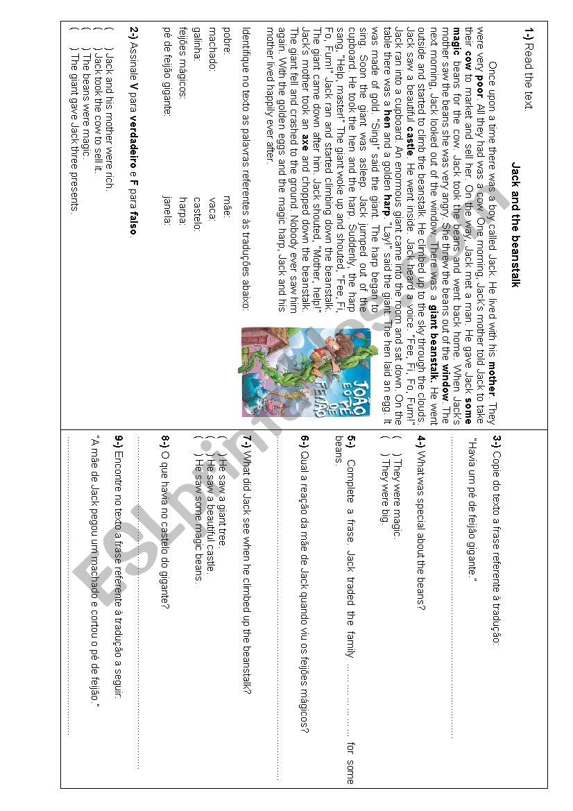 Jack and the Beanstalk worksheet