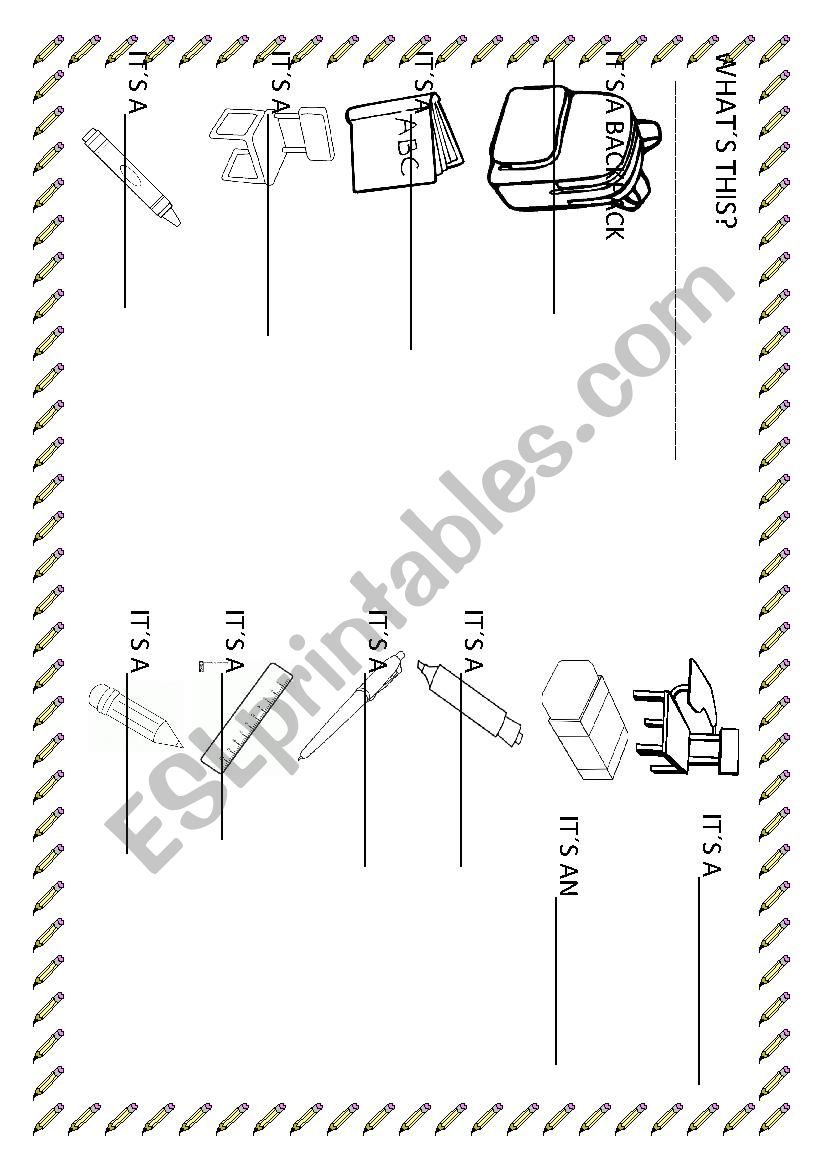 School objects worksheet