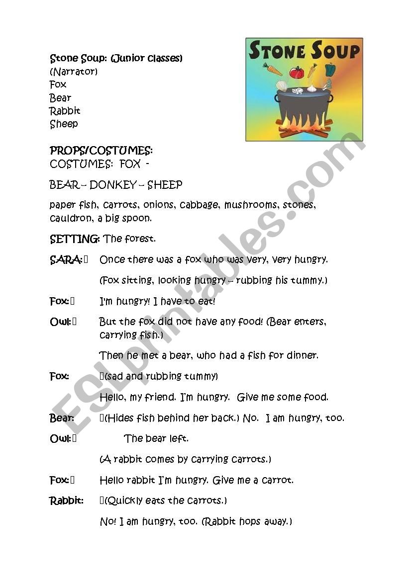 Stone Soup - Kids Theatre worksheet