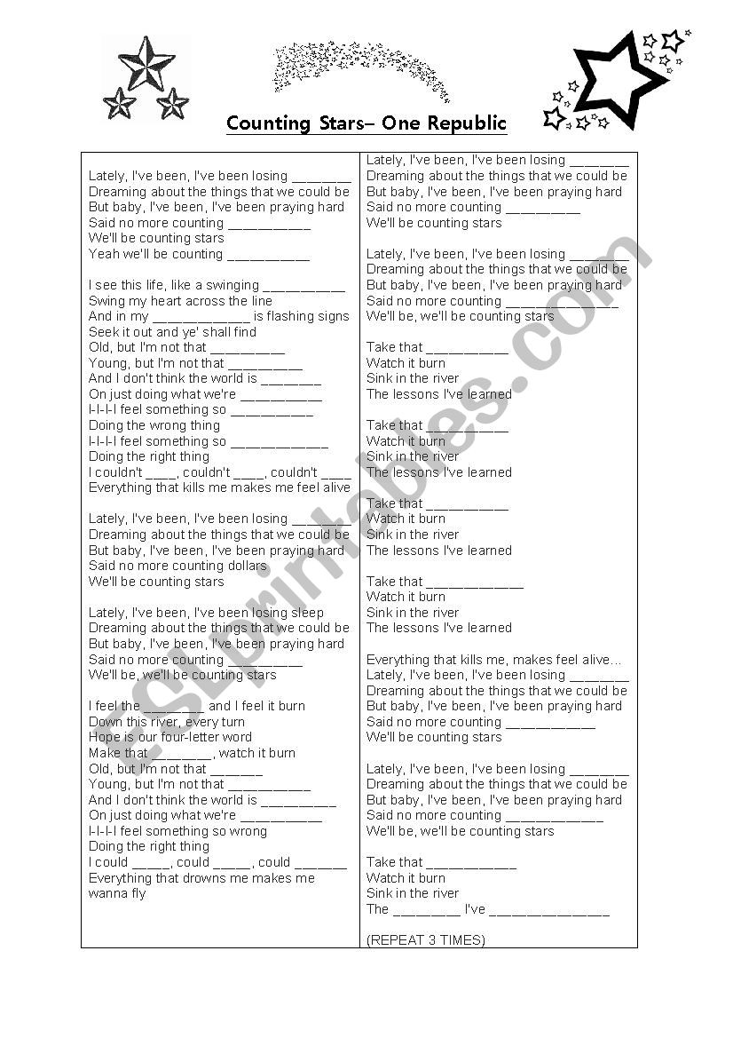Counting Stars worksheet