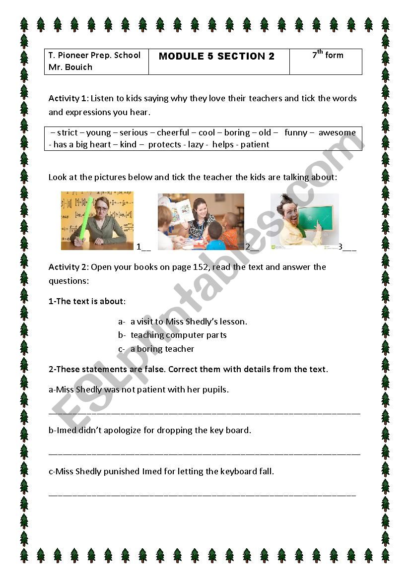 7th form module5 section 2 worksheet