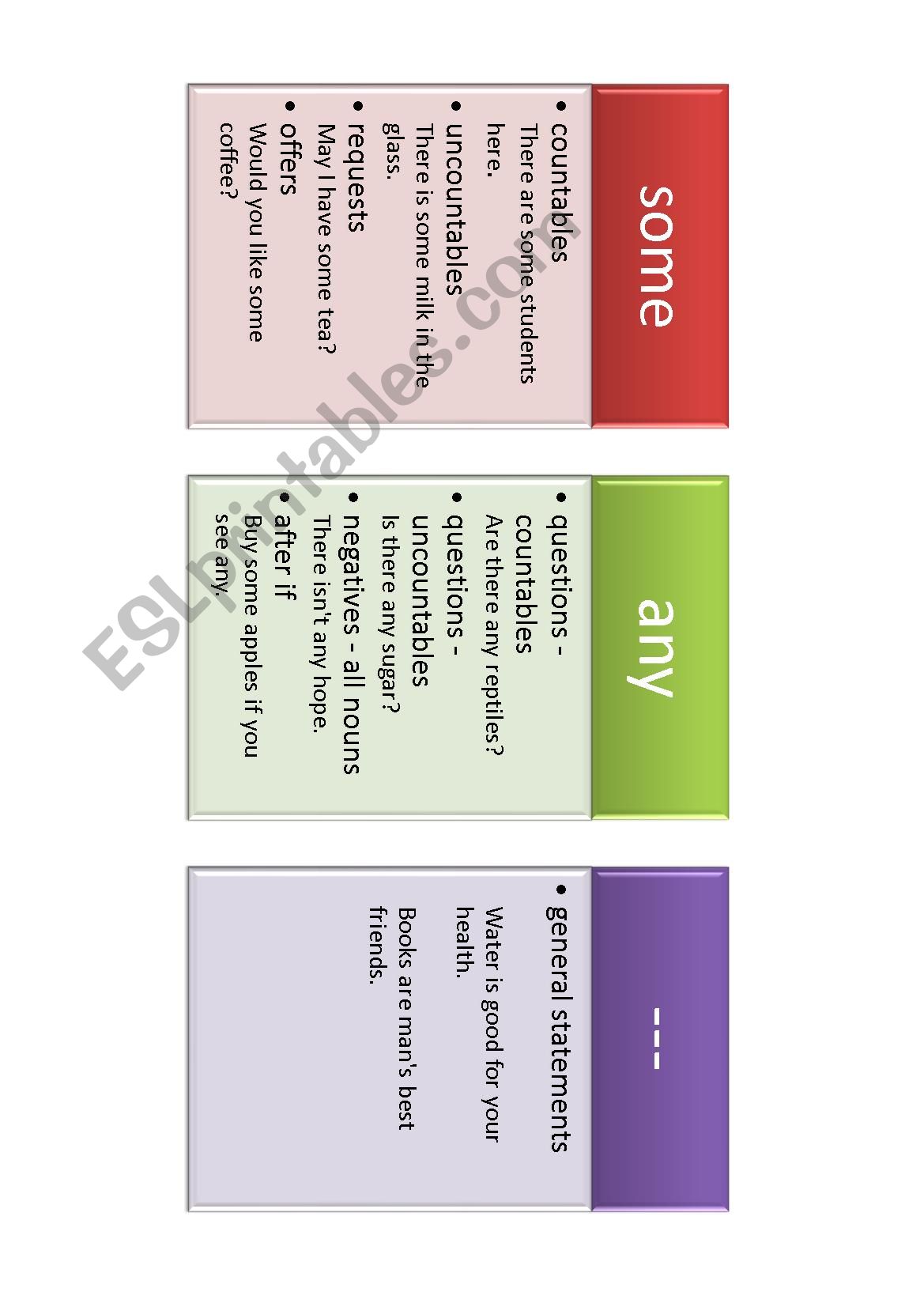 Quantifiers: Some, any or --- worksheet