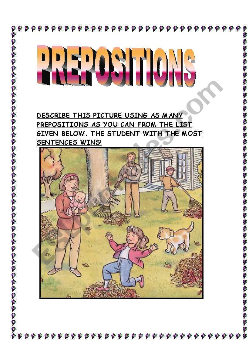 preposition competition worksheet