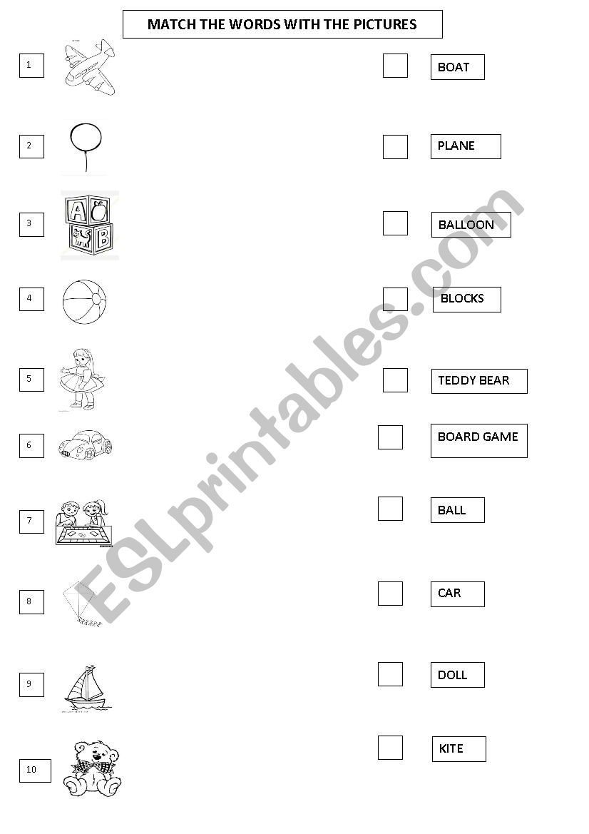 Toys worksheet