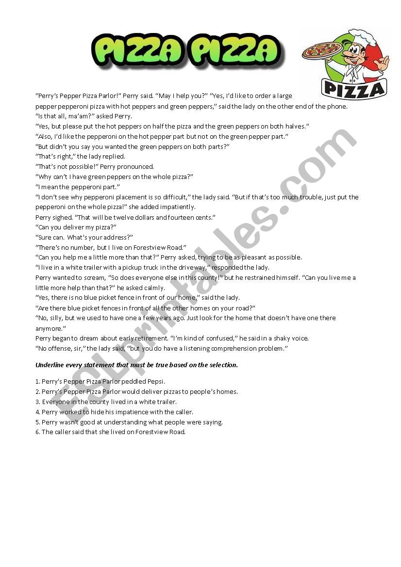 Pizza. Mickey Mouse, Bugs Bunny, Garfield, Avengers, reading and comprehension questions, word search