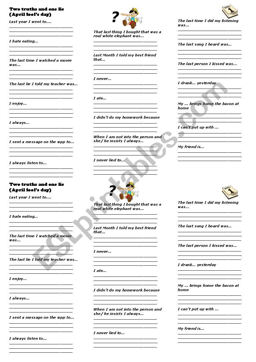 April fools day - Part 1 worksheet