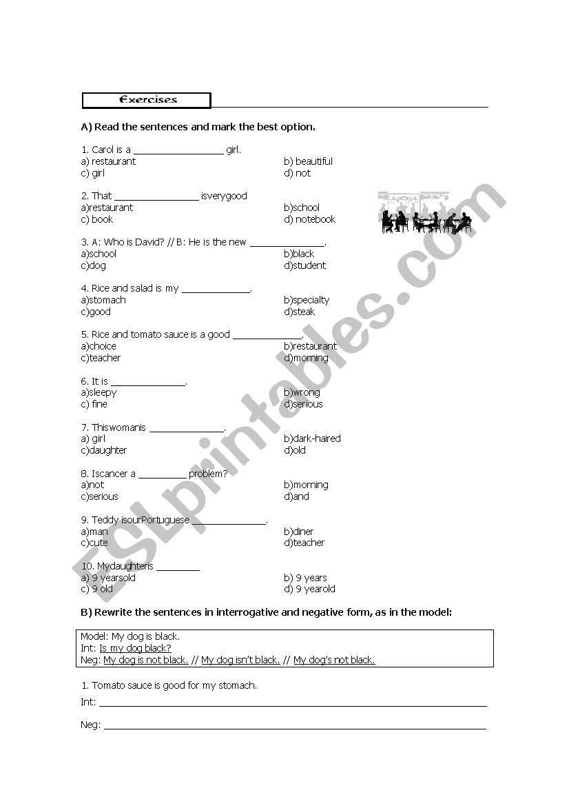 Exercises To Be worksheet