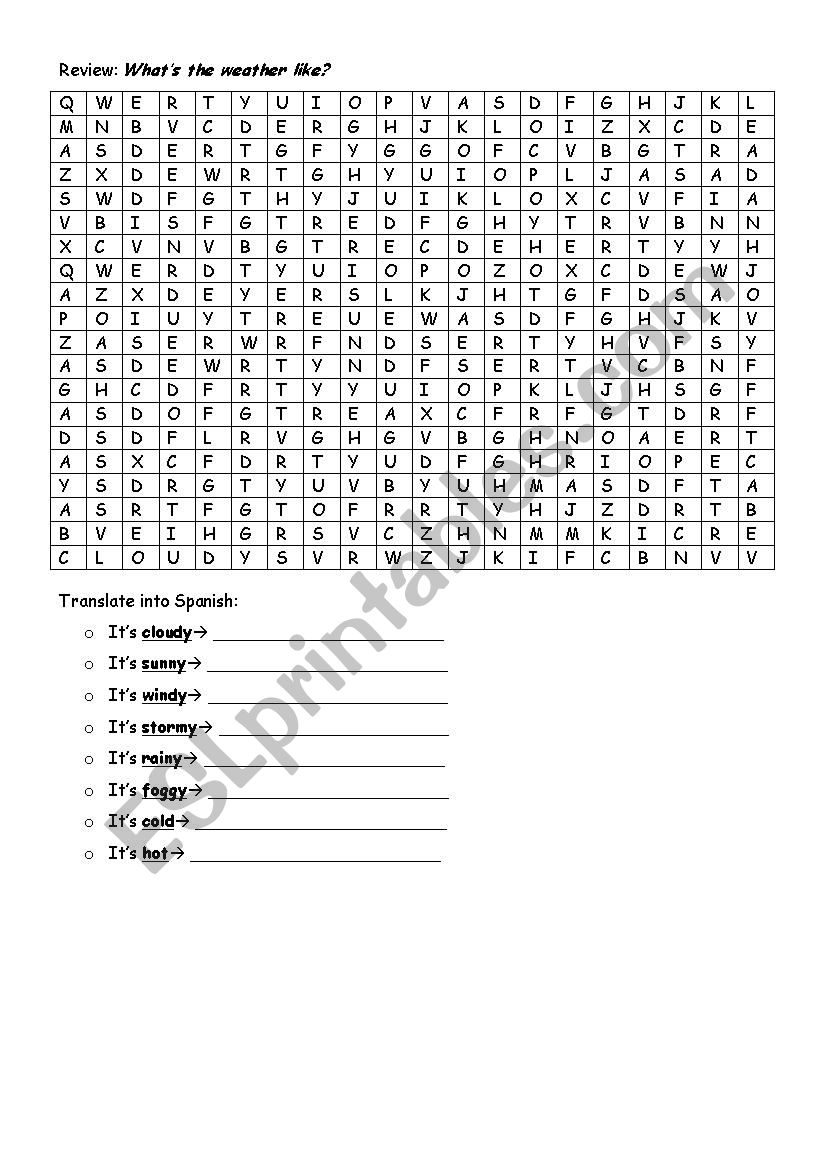 Weather alphabet soup worksheet