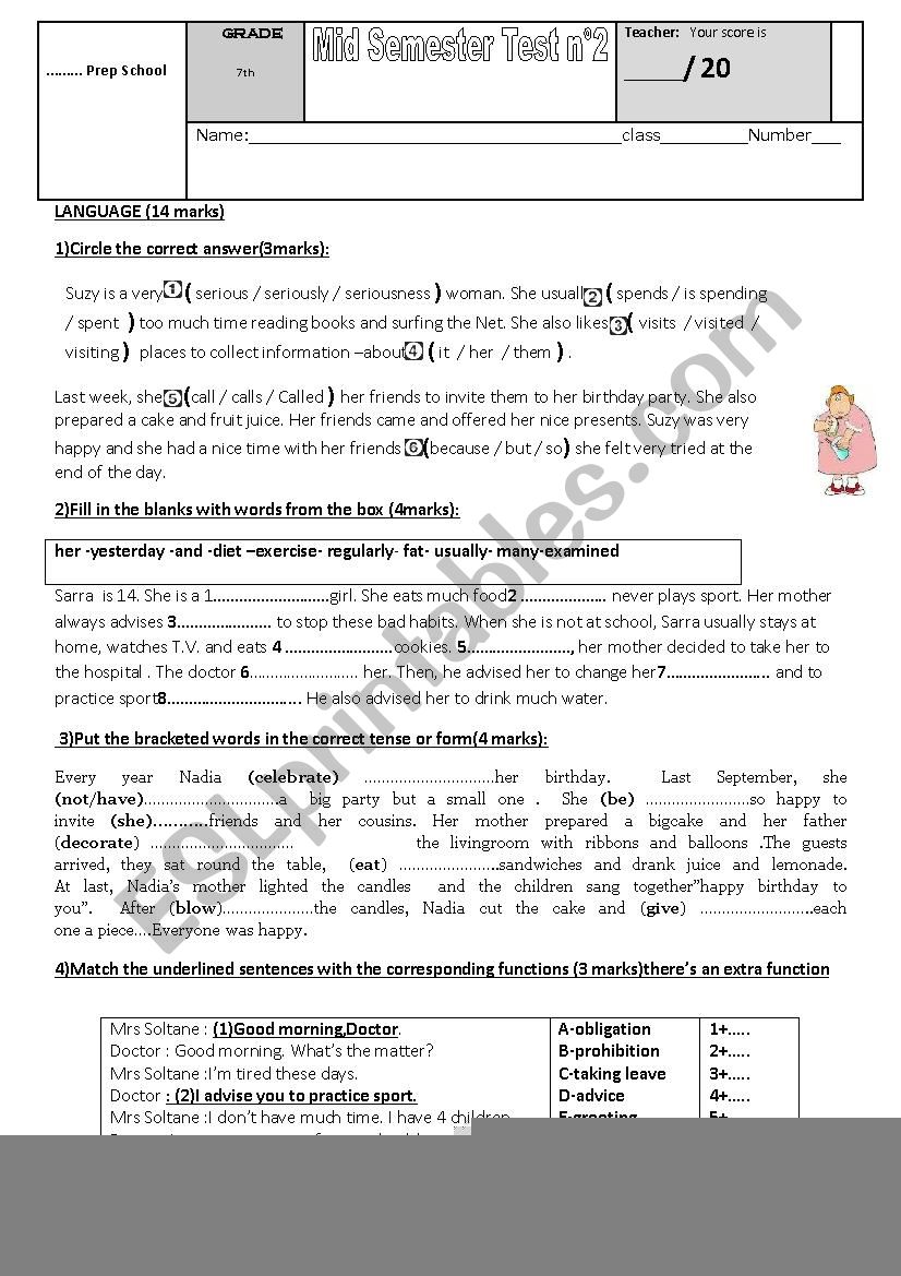 mid semester test2 worksheet