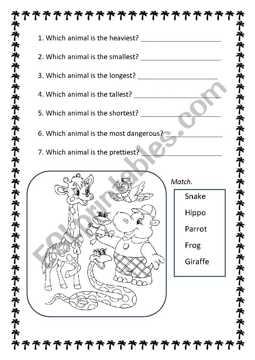 Which animal is the heaviest? Superlatives