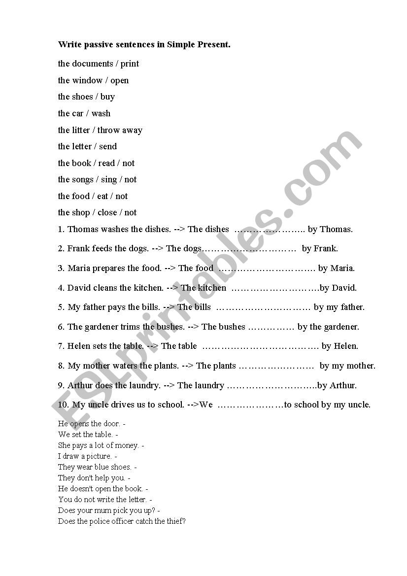 Passive Voice worksheet