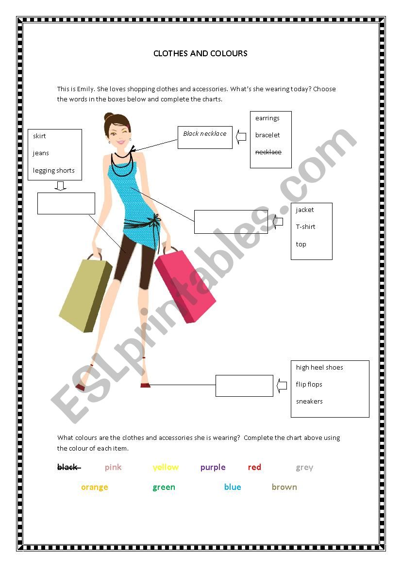 colours and clothes worksheet