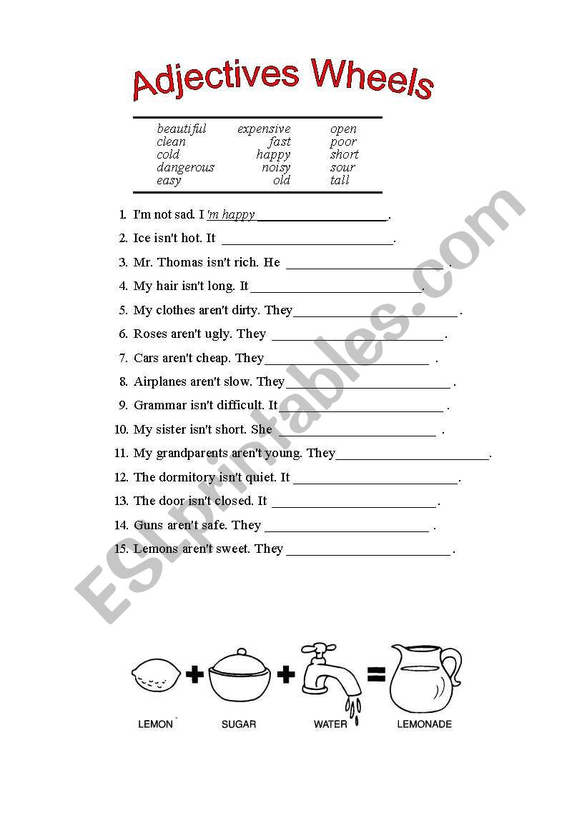 opposite adjectives worksheet