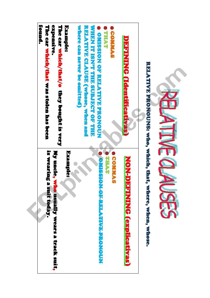 Relative clauses worksheet