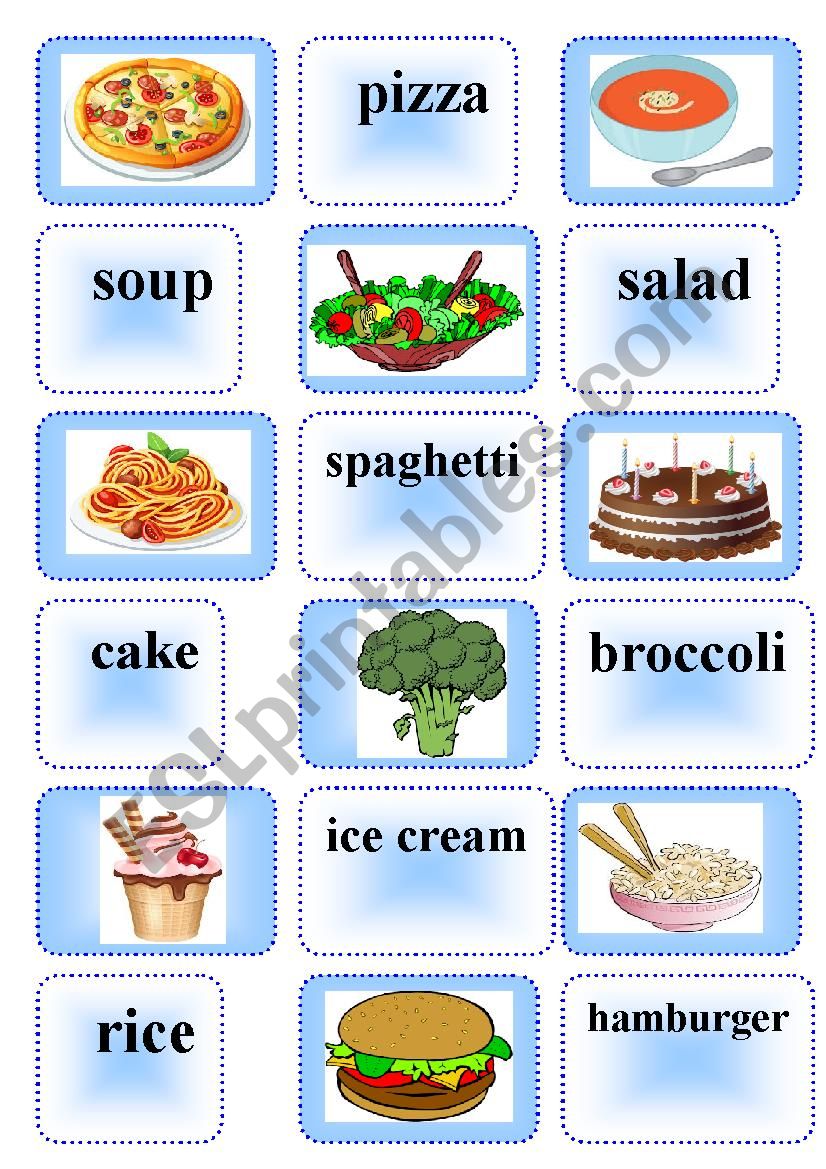 Food memory worksheet