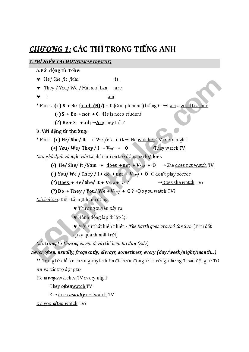 Tense Exercise worksheet
