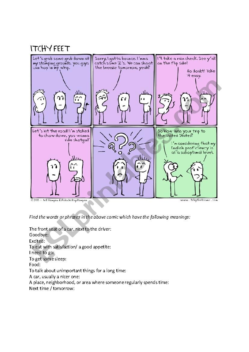 Slang Expressions - Comic and vocab matching