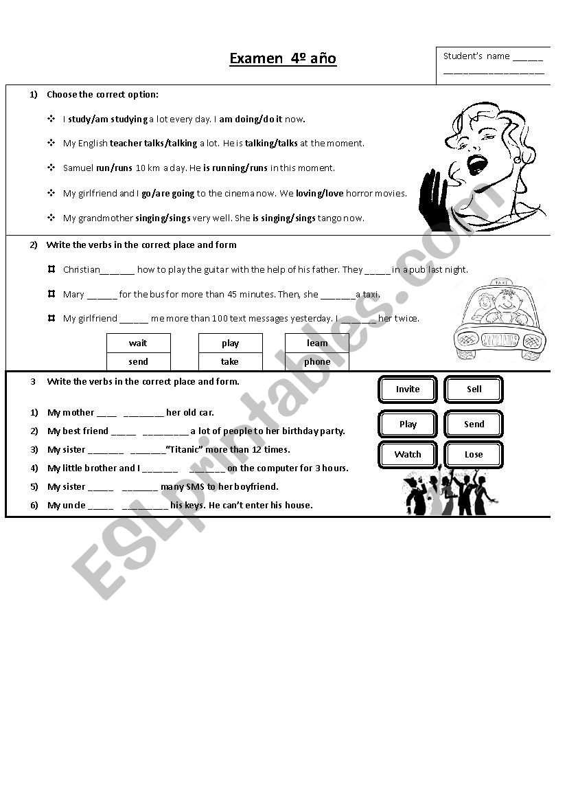 EXAM SIMPLE PRESENT- PRESENT CONTINUOUS-SIMPLE PAST -PAST PERFECT