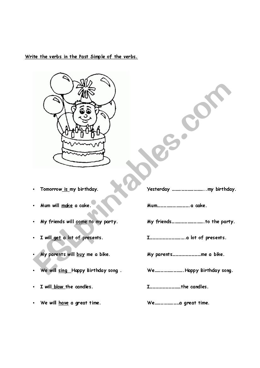 Simple Past - Birthday Party worksheet