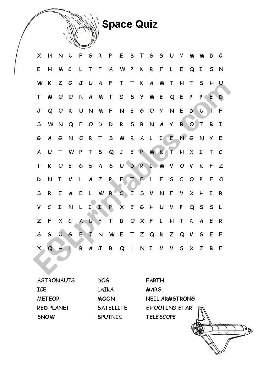 Space Word Quiz worksheet