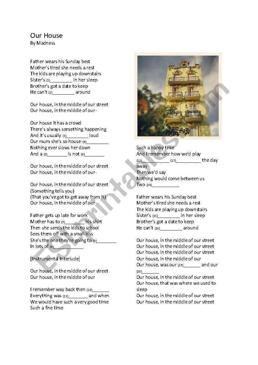 Our House by Madness worksheet