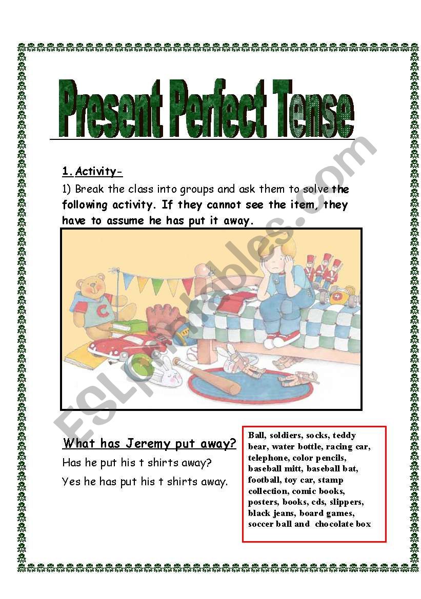 Present Perfect Tense worksheet