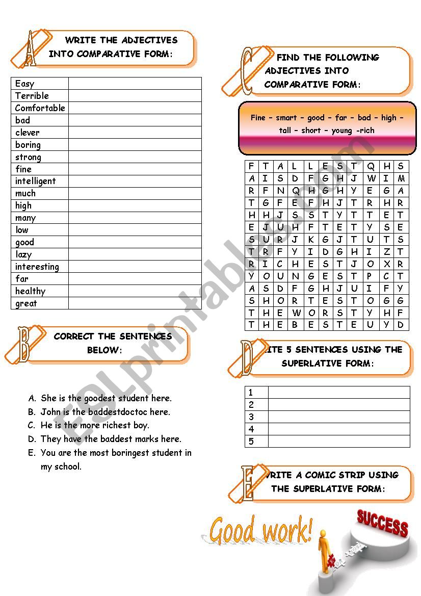 Superlative form worksheet