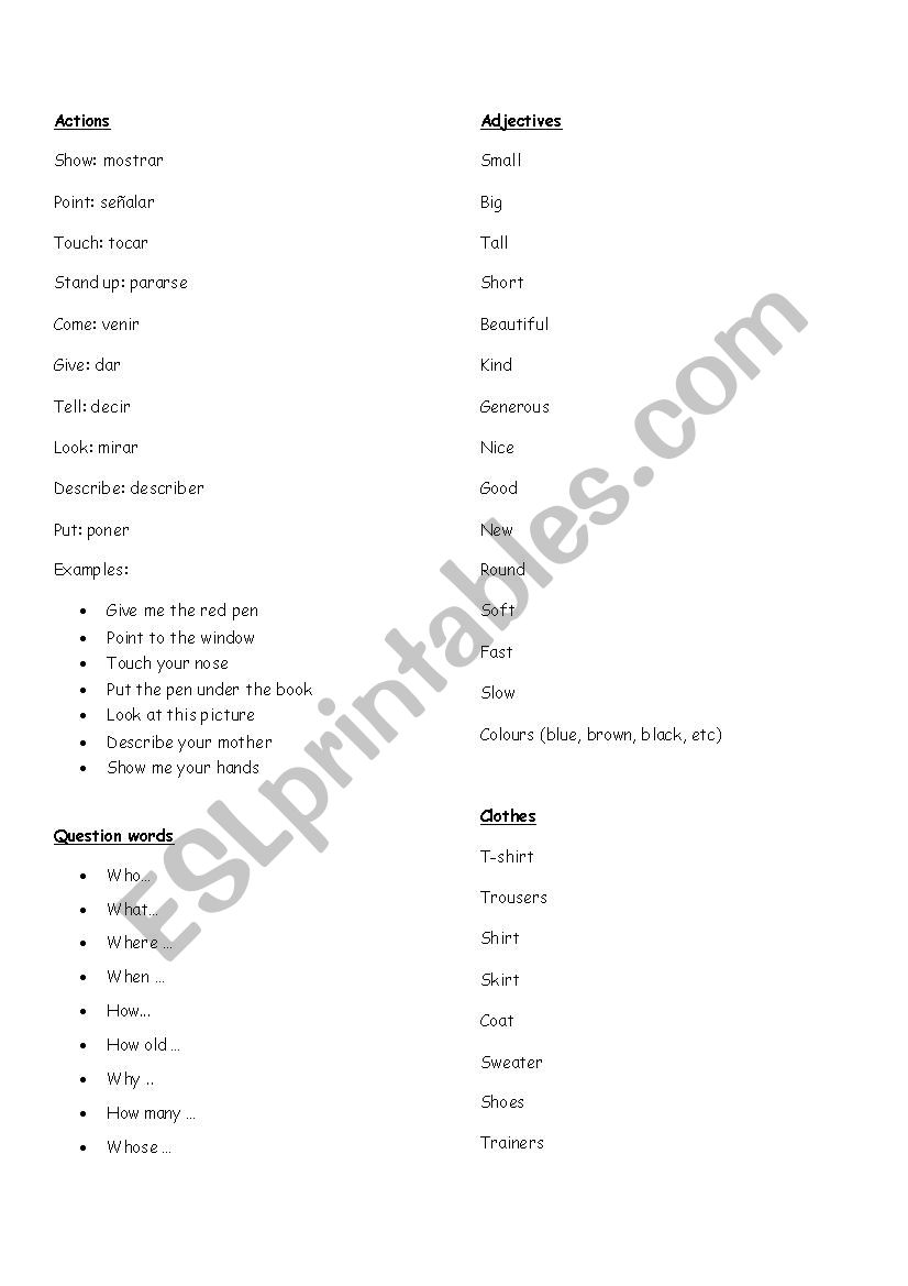 trinity level 1 worksheet