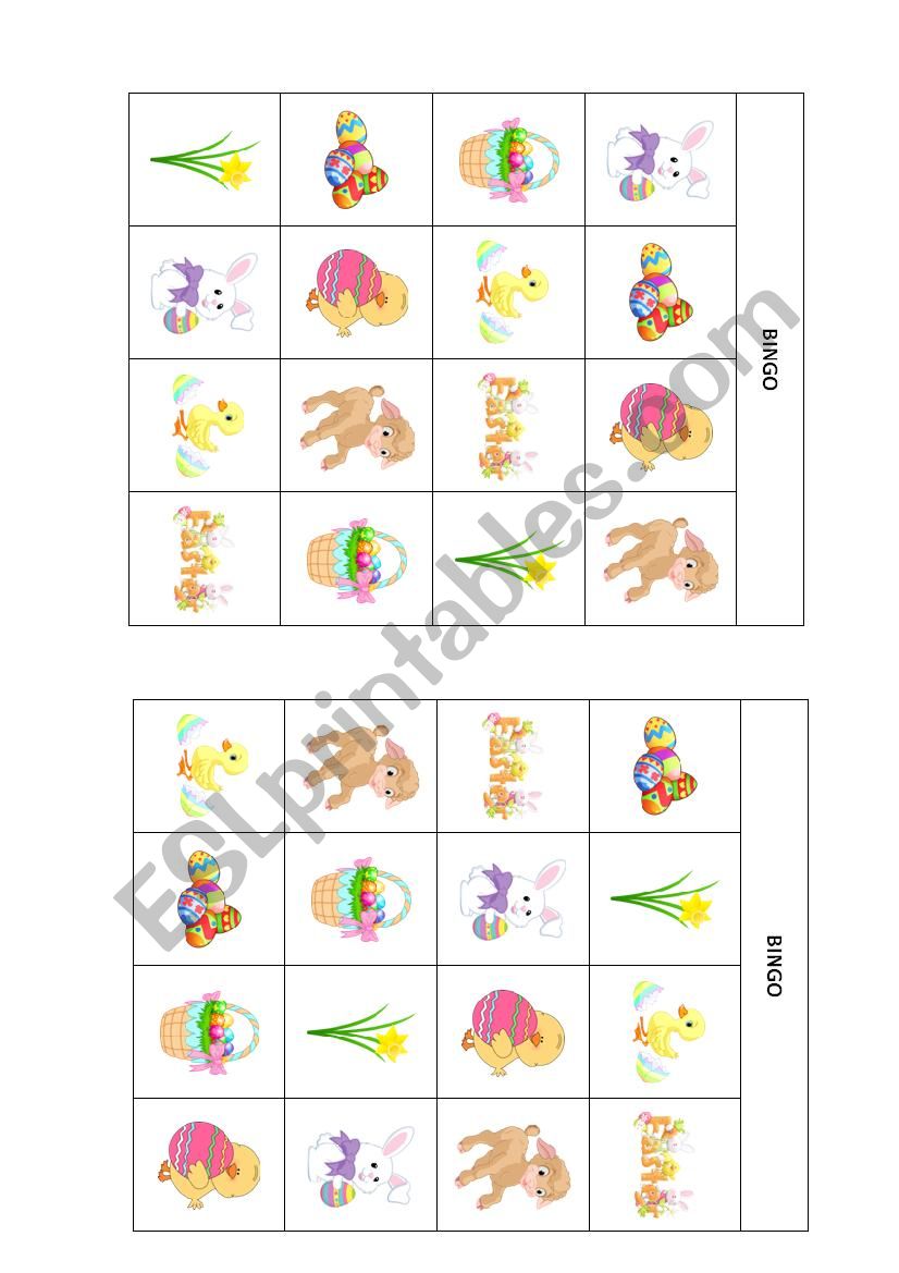 Easter bingo worksheet