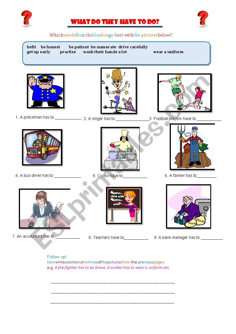 What Do They Have To Do ESL Worksheet By Spinney