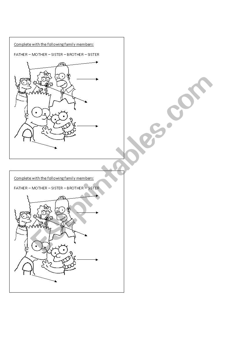 Family Members  worksheet