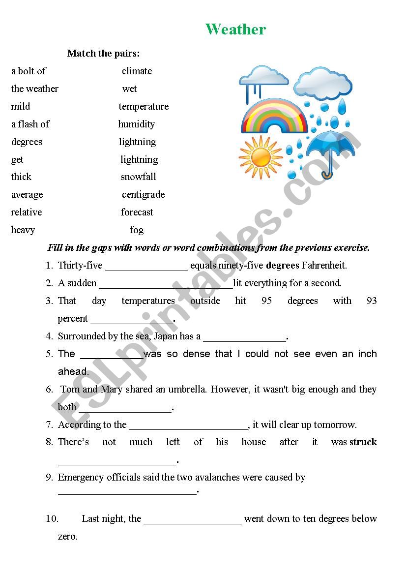 Weather worksheet