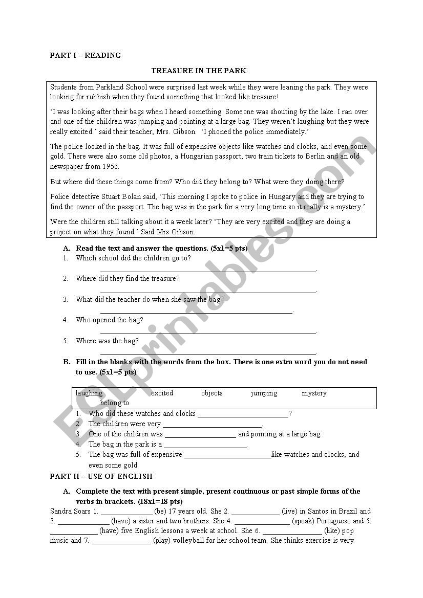 EXAM worksheet