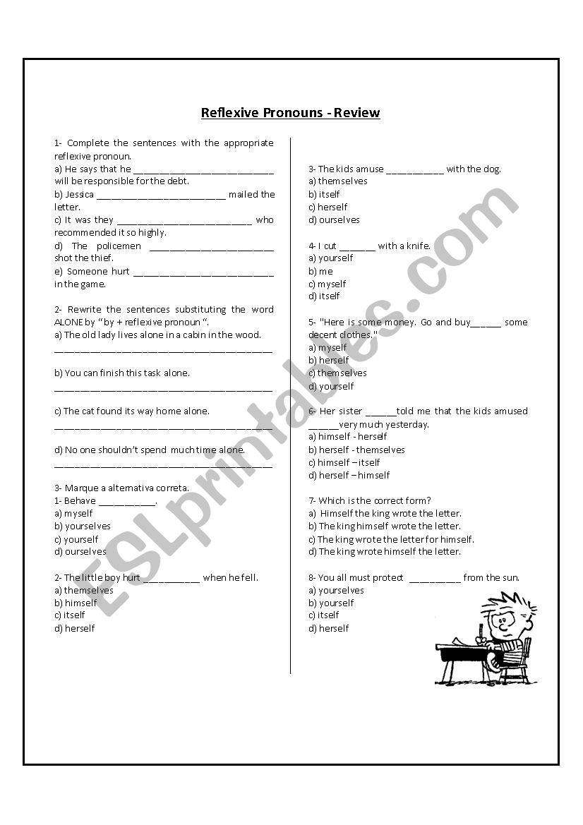 Reflexive Pronouns Review worksheet