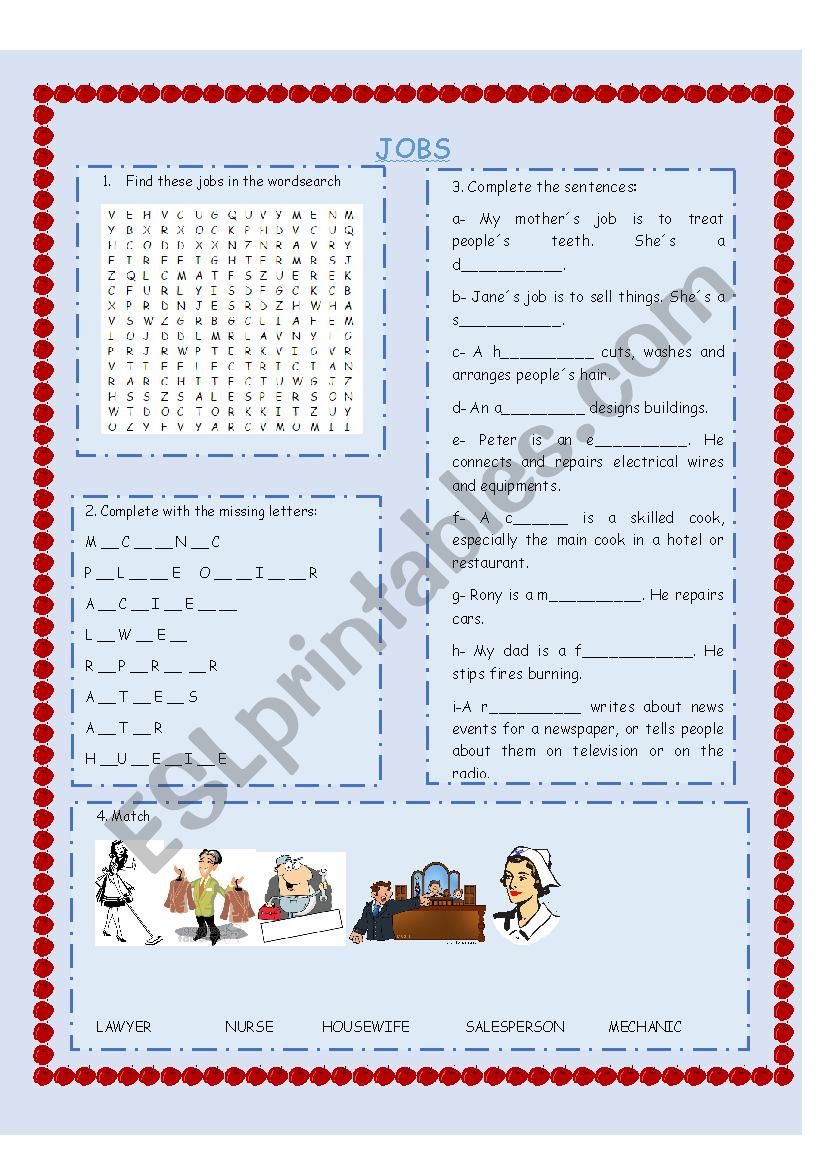 Jobs worksheet