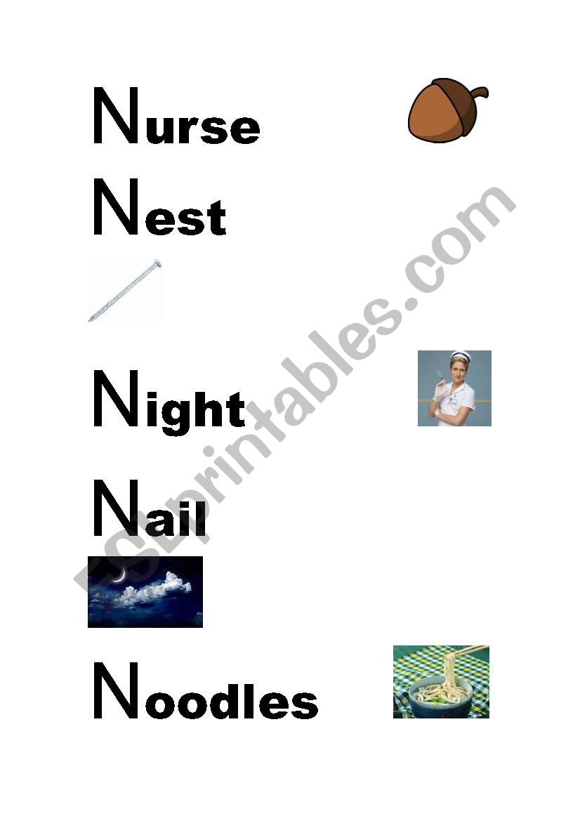 N words exercise worksheet