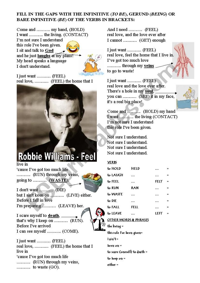 Robbie Williams - Feel worksheet