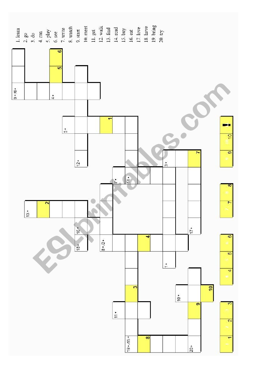 crossword verbs simple past II