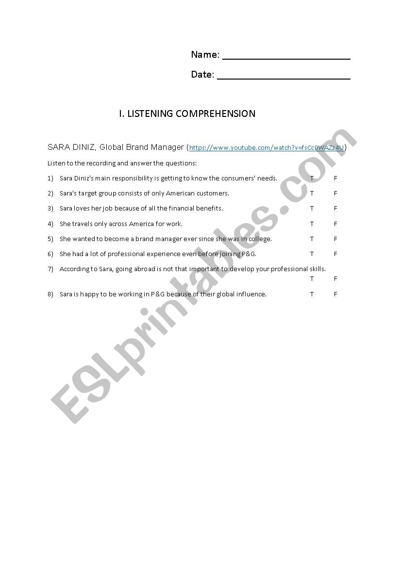 Listening Comprehension - Business English A2