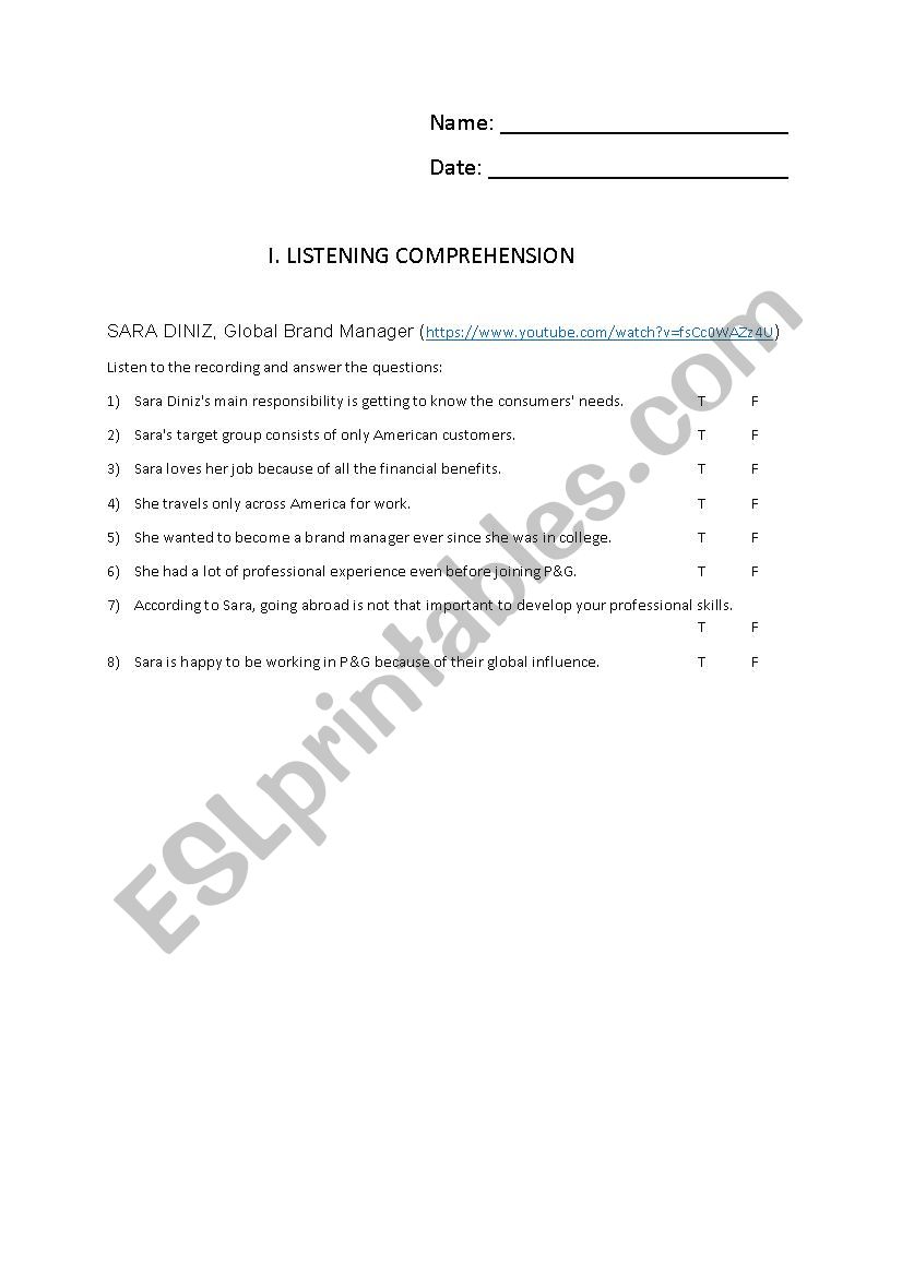 Listening Comprehension Business English A2 Esl Worksheet By Petra1992 Listening Comprehension Business English A2 Esl Worksheet By Petra1992